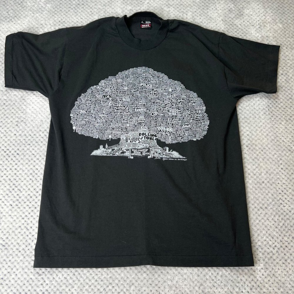 Fruit Of The Loom Shirt Mens Large Black The Family Tree Of British Rock Graphic